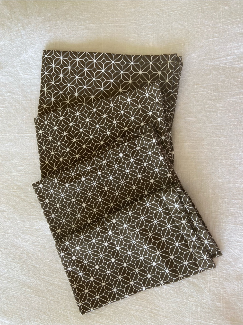 4-Pack New Brown Geometric Fabric Napkins, Reusable Modern Style Dwell studio